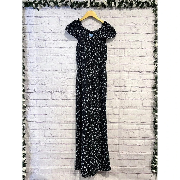 CeCe Women’s Blue Square Neck Scattered Floral Jumpsuit Size 4 - Picture 3 of 13